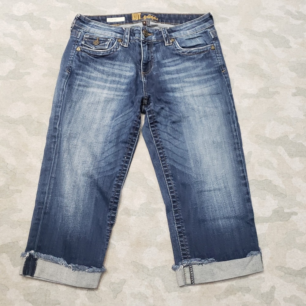 KUT From The Kloth Crop Jeans Womens 6 Blue Natalie Denim Medium Wash